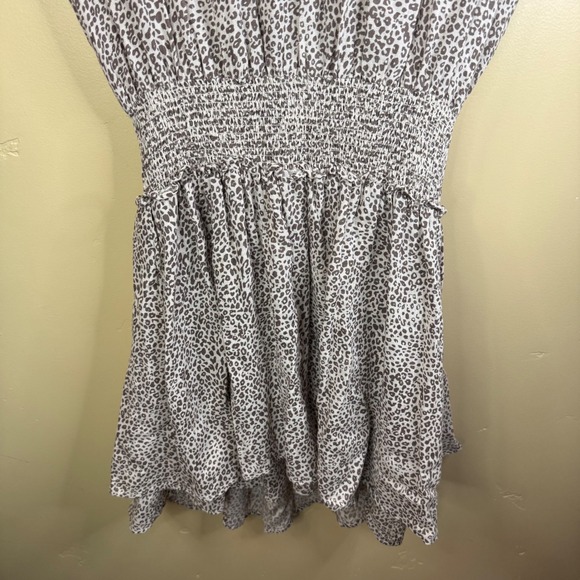 Rails Angelina Sand Cheetah Print Smocked Waist Mini Dress Womens M - Picture 6 of 11